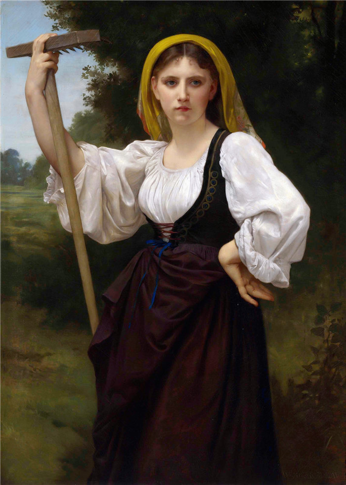 法国画家威廉·阿道夫·布格罗(William Adolphe Bouguereau)-La faneuse (1870)油画