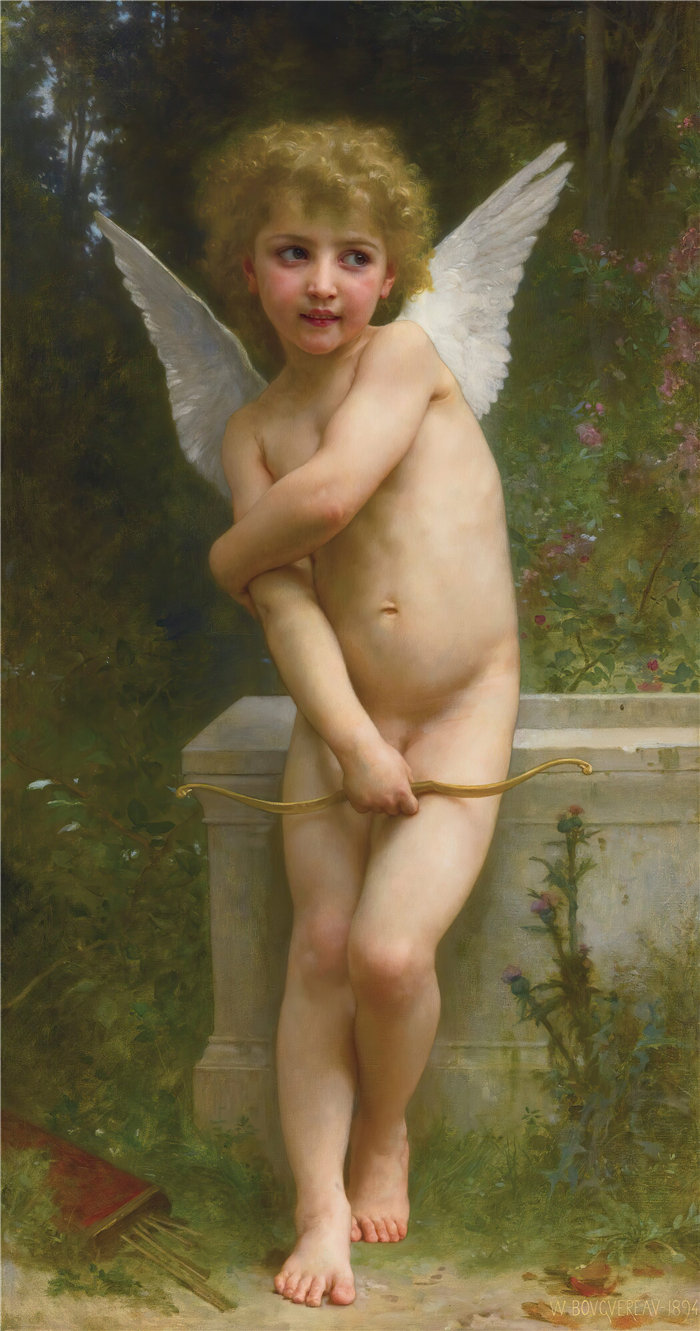 法国画家威廉·阿道夫·布格罗（William Adolphe Bouguereau)油画-L'amour Piqué (1894)