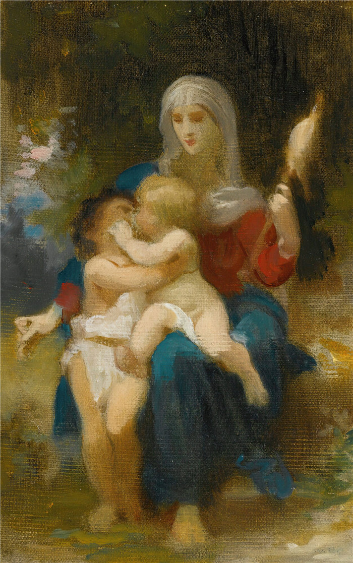 法国画家威廉·阿道夫·布格罗(William Adolphe Bouguereau)油画-圣家族研究