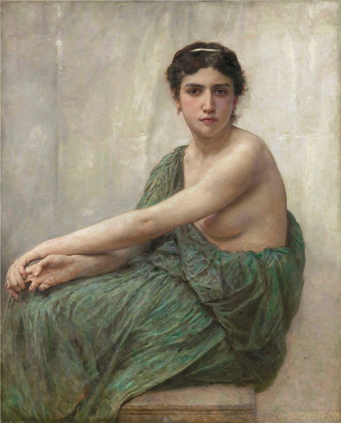 法国画家威廉·阿道夫·布格罗（William Adolphe Bouguereau)油画-反射 (1905)