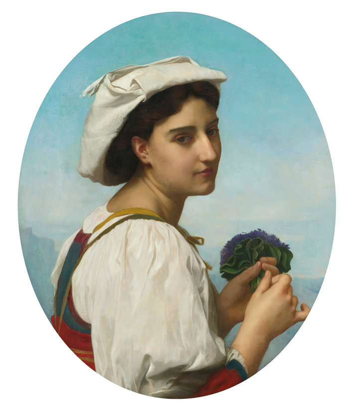 法国画家威廉·阿道夫·布格罗（William Adolphe Bouguereau)油画-紫罗兰花束 (1870)