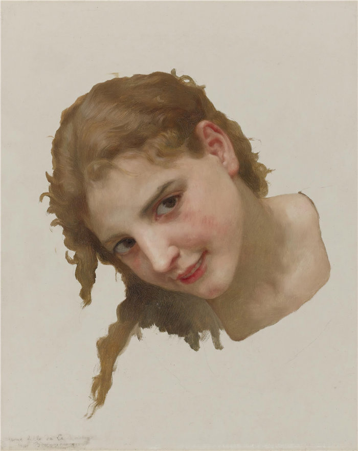 法国画家威廉·阿道夫·布格罗(William Adolphe Bouguereau)油画-Jeune fille de la rochelle(为le gué学习)