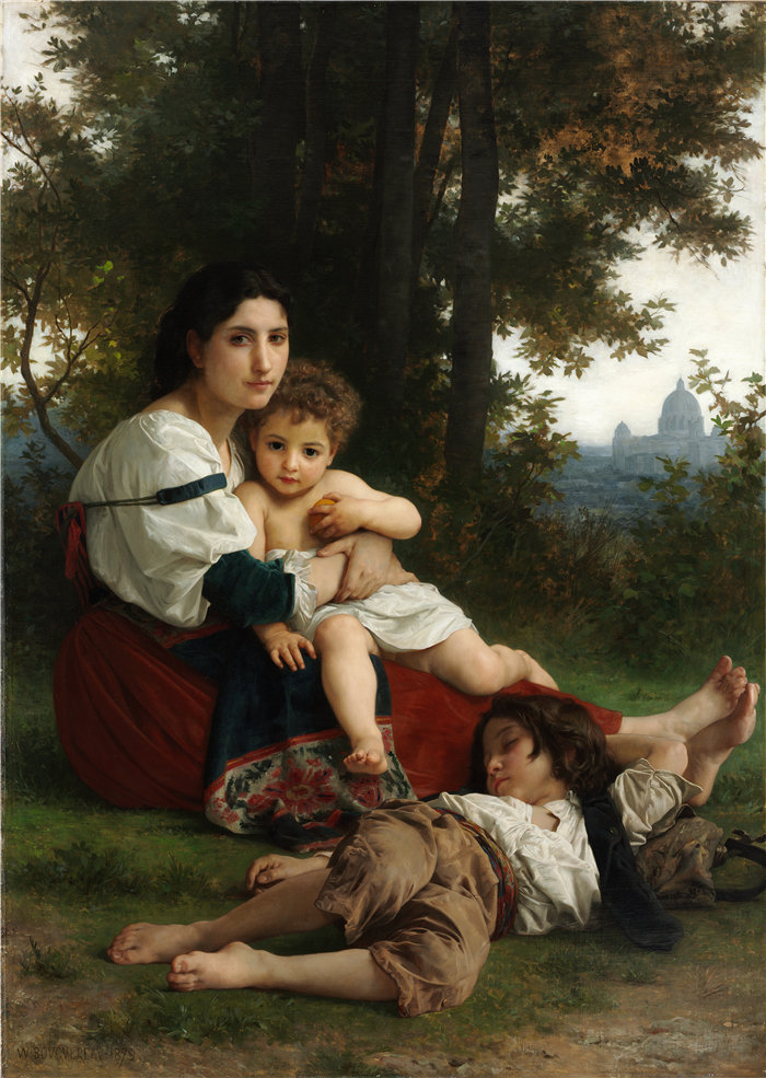 法国画家威廉·阿道夫·布格罗(William Adolphe Bouguereau)-休息 (1879)油画