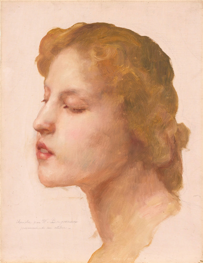 法国画家威廉·阿道夫·布格罗（William Adolphe Bouguereau)油画-研究一个女人的头