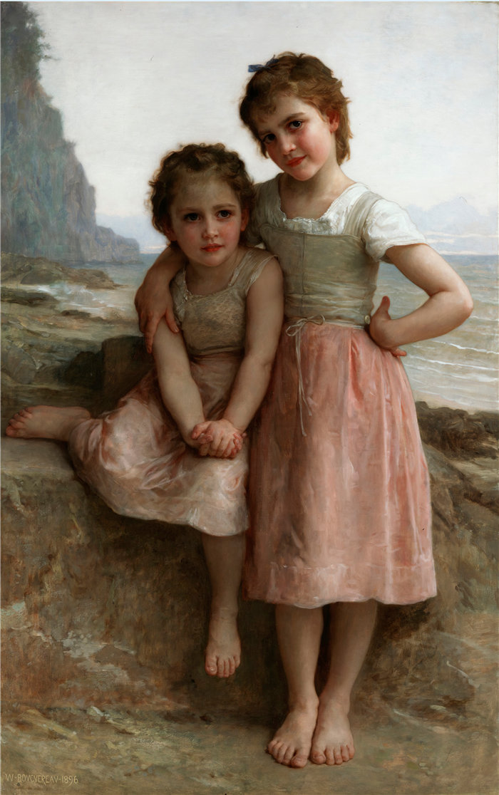 法国画家威廉·阿道夫·布格罗（William Adolphe Bouguereau)油画-岸上的姐妹 (1896)