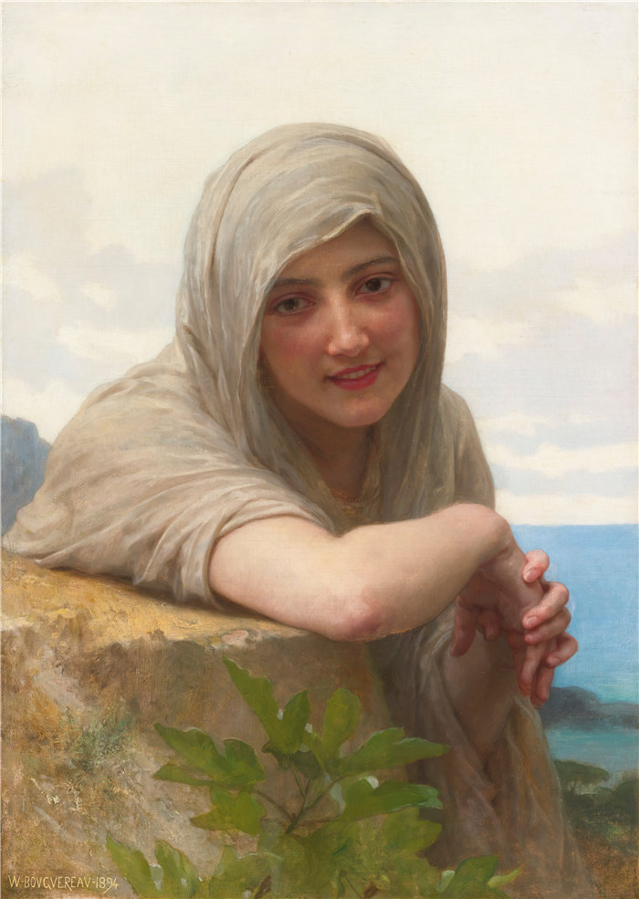 法国画家威廉·阿道夫·布格罗（William Adolphe Bouguereau)油画-纪念品 (1894)