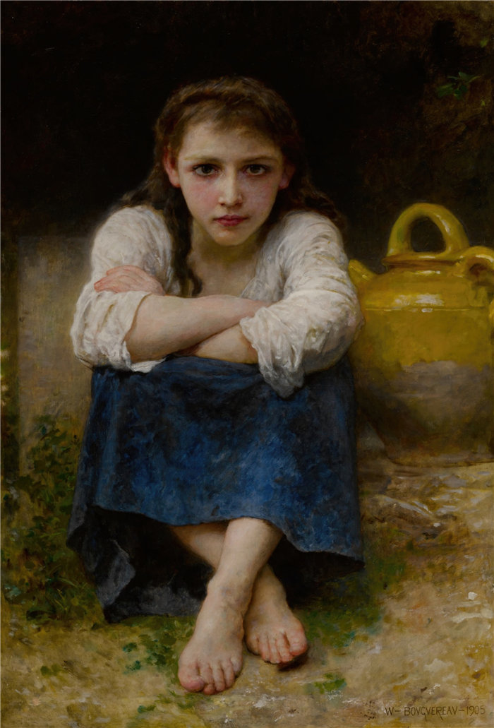 法国画家威廉·阿道夫·布格罗（William Adolphe Bouguereau)油画-La sérieuse (1905)