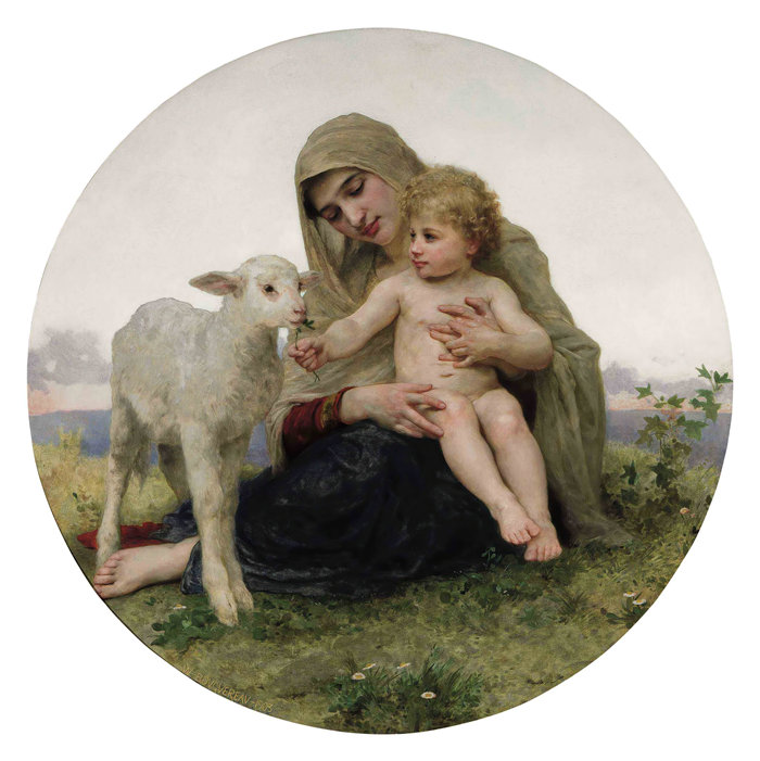 法国画家威廉·阿道夫·布格罗（William Adolphe Bouguereau)油画-La Vierge à l’agneau (1903)