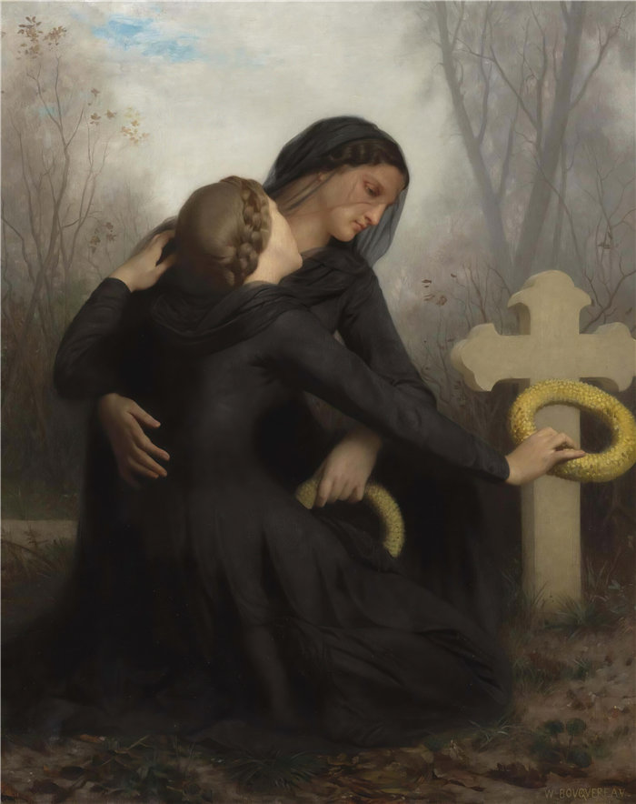 法国画家威廉·阿道夫·布格罗(William Adolphe Bouguereau)油画-Le Jour Des Morts(诸圣日)