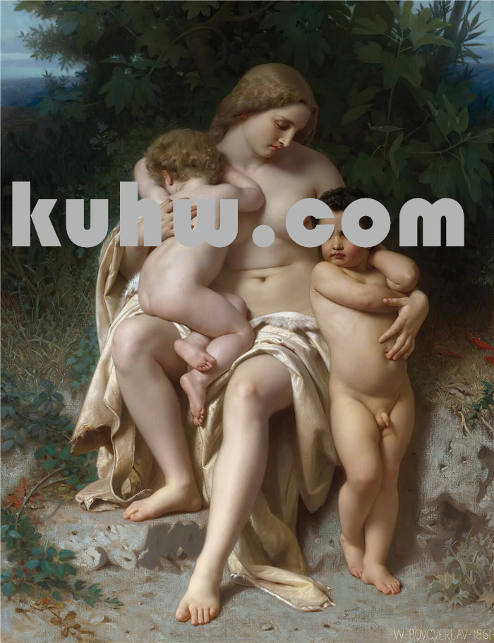 法国画家威廉·阿道夫·布格罗(William Adolphe Bouguereau)油画-La Première Discorde (Cain And Abel) (1861)