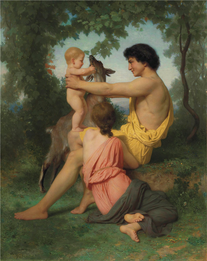 法国画家威廉·阿道夫·布格罗（William Adolphe Bouguereau)油画-田园诗; 家庭古董