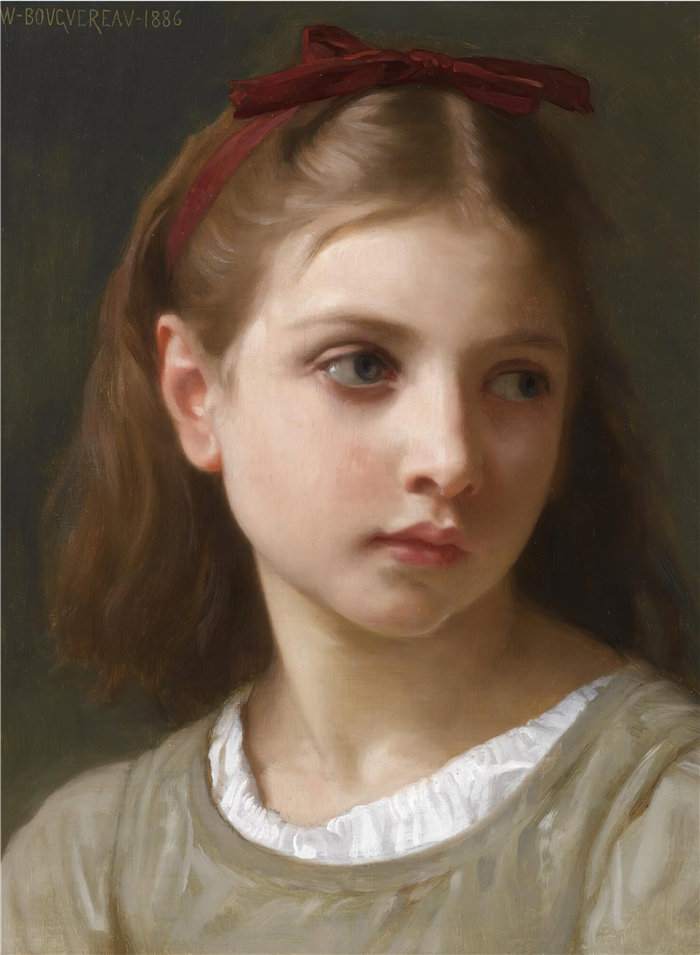 法国画家威廉·阿道夫·布格罗(William Adolphe Bouguereau)油画-《一个小女孩》Une petite fille (1886)