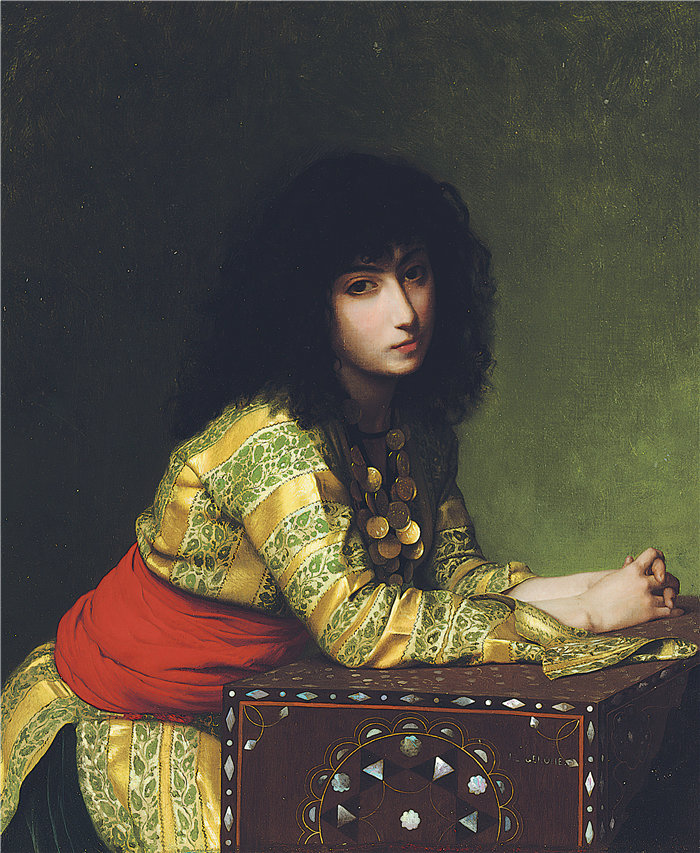 让·莱昂·杰罗姆(Jean-Léon Gérôme,法国) 油画-埃及女孩(约 1877 年)