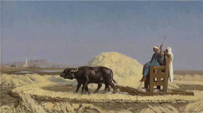 让·莱昂·杰罗姆 (Jean-Léon Gérôme，法国) 油画-埃及谷物切割机