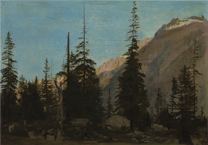 让·莱昂·杰罗姆(Jean-Léon Gérôme,法国) 油画-高山景观,瑞士汉德格(1850 年代)