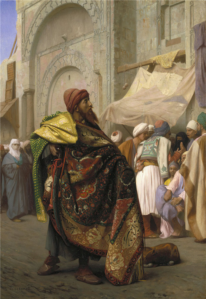 让·莱昂·杰罗姆(Jean-Léon Gérôme,法国) 油画-开罗的地毯商人 (1869)