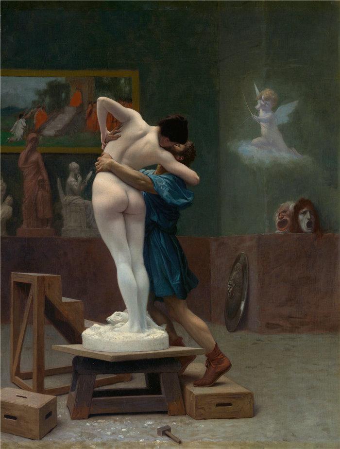 让·莱昂·杰罗姆(Jean-Léon Gérôme,法国) 油画-皮格马利翁和加拉忒亚 (Ca. 1890)
