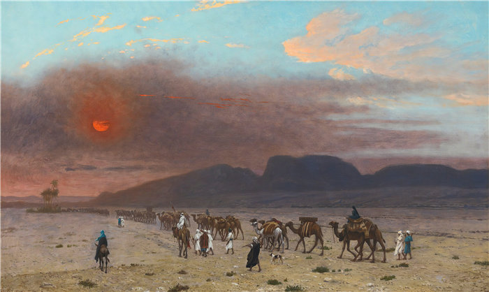 让·莱昂·杰罗姆(Jean-Léon Gérôme，法国) 油画-沙漠大篷车
