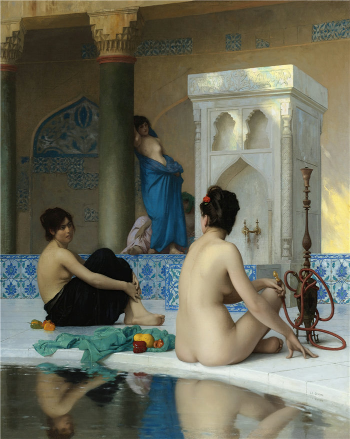 让·莱昂·杰罗姆(Jean-Léon Gérôme，法国) 油画-浴后（19世纪）