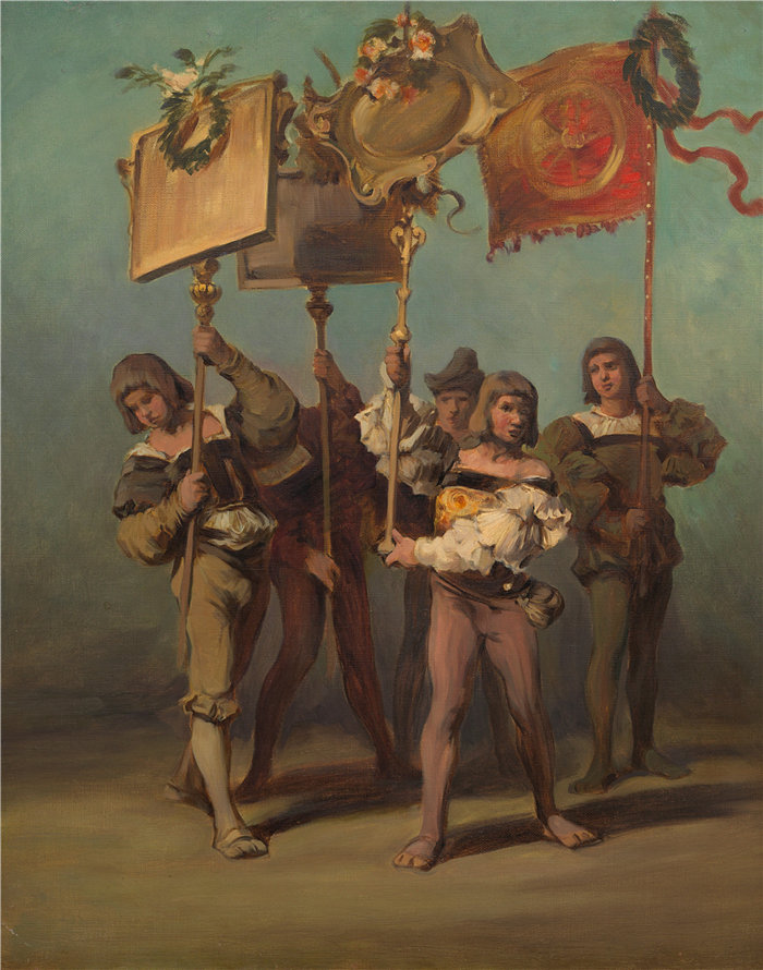 汉斯·马卡特 (Hans Makart，奥地利画家)-Entwurf zum Festzug 1879 – Standartenträger der Tischler (1879)
