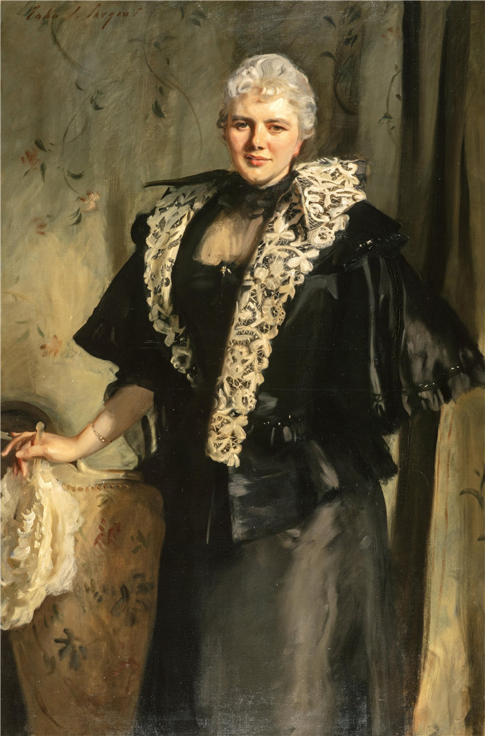 约翰·辛格·萨金特 (John Singer Sargent，美国画家)作品-《红叶的欧内斯特·希尔斯夫人》 (1895)