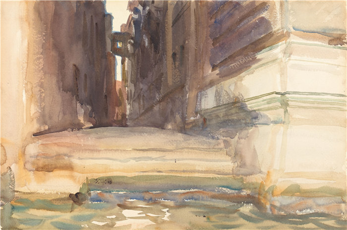 约翰·辛格·萨金特 (John Singer Sargent，美国画家)作品-Calle della Rosa 与 Monte di Pietà，威尼斯（约 1904 年）