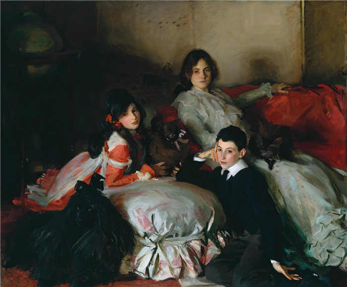 约翰·辛格·萨金特 (John Singer Sargent，美国画家)作品-Essie、Ruby 和 Ferdinand Wertheimer（大约 1900 年）