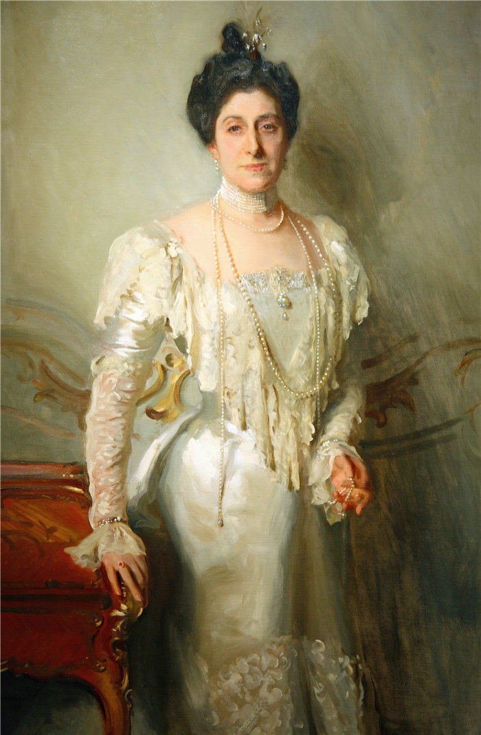 约翰·辛格·萨金特 (John Singer Sargent,美国画家)作品-Asher B. Wertheimer 夫人的肖像,本名 Flora Joseph (1898)