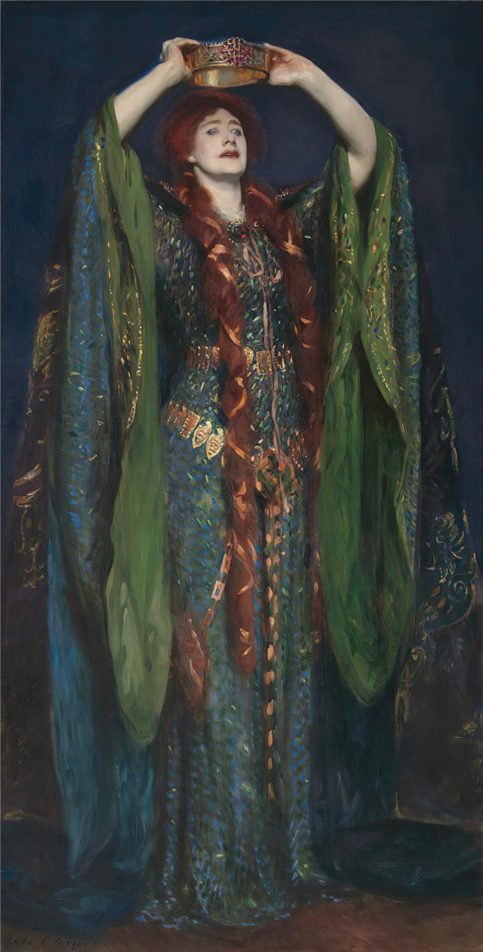 约翰·辛格·萨金特 (John Singer Sargent，美国画家)作品-艾伦·特里饰演麦克白夫人 (1889)