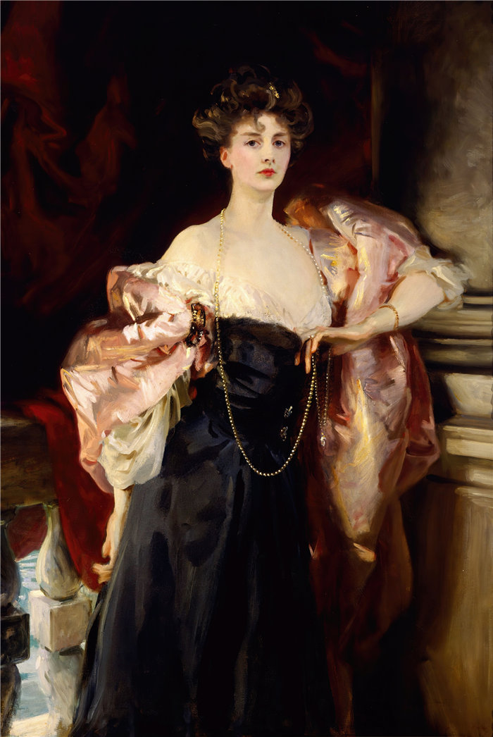 约翰·辛格·萨金特 (John Singer Sargent,美国画家)作品-海伦·文森特的肖像,德阿伯农子爵夫人 (1904)