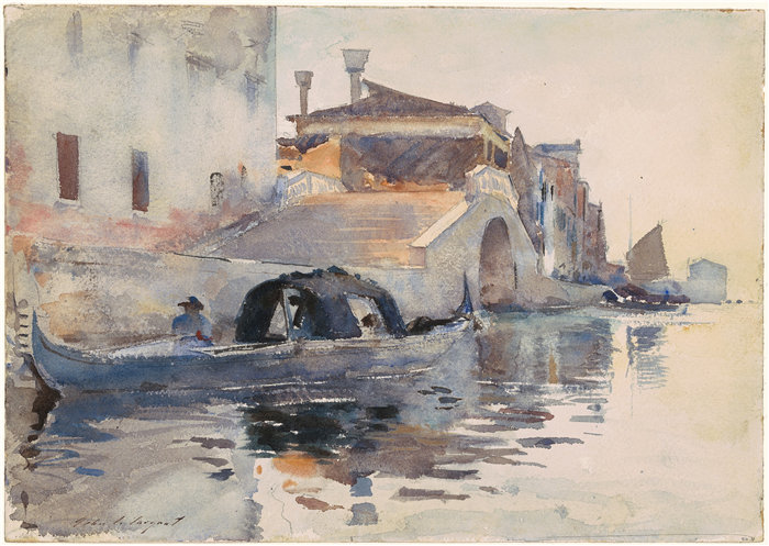 约翰·辛格·萨金特 (John Singer Sargent，美国画家)作品-Ponte Panada，Fondamenta Nuove，威尼斯（约 1880 年）