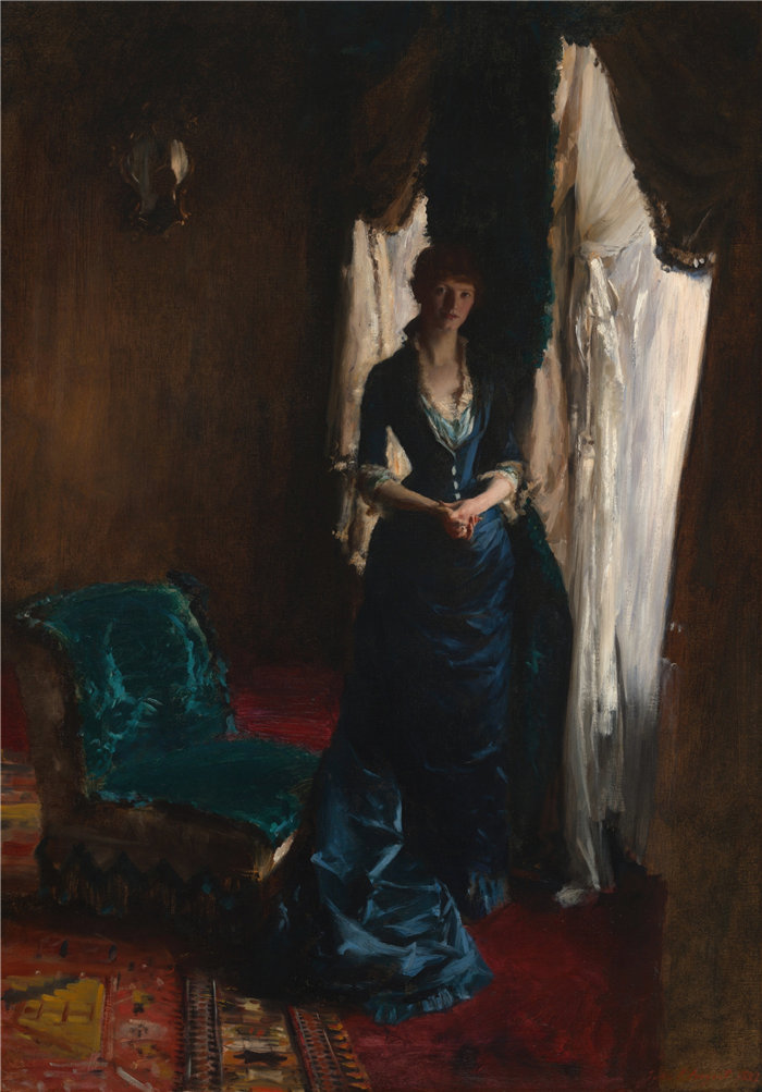 约翰·辛格·萨金特 (John Singer Sargent，美国画家)作品-保罗·埃斯库迪埃夫人（露易丝·勒菲弗）（1882 年）