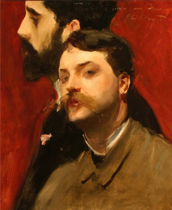 约翰·辛格·萨金特 (John Singer Sargent，美国画家)作品-弗朗索瓦·弗拉芒 (François Flameng) 和保罗·赫勒 (Paul Helleu) (1880)