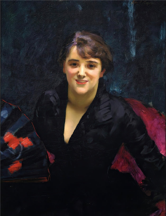 约翰·辛格·萨金特 (John Singer Sargent，美国画家)作品-埃拉苏瑞兹夫人或黑衣女士（约 1882-1883 年）
