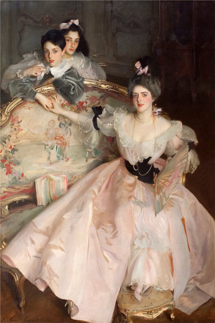 约翰·辛格·萨金特 (John Singer Sargent,美国画家)作品-尔迈耶夫人和她的孩子们 (1896)
