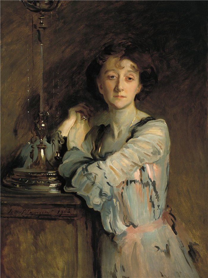 约翰·辛格·萨金特 (John Singer Sargent，美国画家)作品-阿达·罗素的肖像（妮·威廉姆斯）（1908 年）