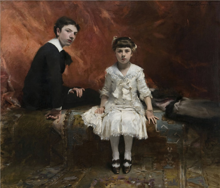 约翰·辛格·萨金特 (John Singer Sargent，美国画家)作品-爱德华和玛丽-路易丝·佩勒龙的肖像（1881 年）