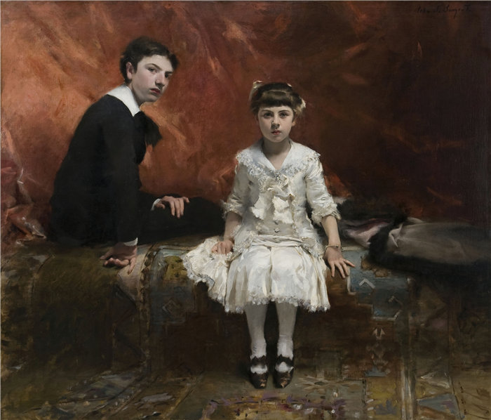 约翰·辛格·萨金特 (John Singer Sargent,美国画家)作品-爱德华和玛丽-路易丝·佩勒龙的肖像(1881 年)
