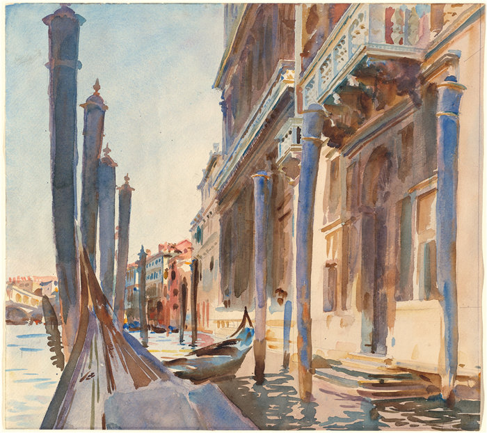 约翰·辛格·萨金特 (John Singer Sargent,美国画家)作品-大运河上的缆车停泊处(1904-1907)