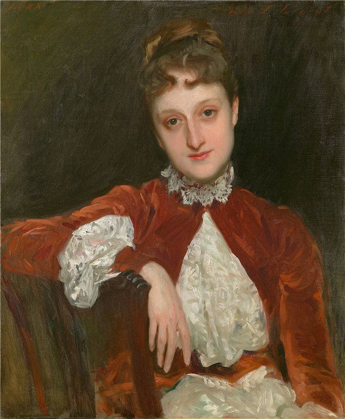 约翰·辛格·萨金特 (John Singer Sargent,美国画家)作品-查尔斯·迪林夫人 (Marion Denison Whipple) (1888)