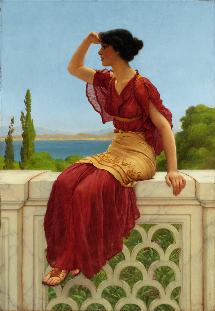 约翰·威廉·戈德沃德（John William Godward，英国画家）- 信号 (1899)