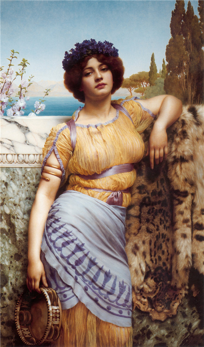 约翰·威廉·戈德沃德(John William Godward,英国画家)- 爱奥尼亚舞女 (1902)