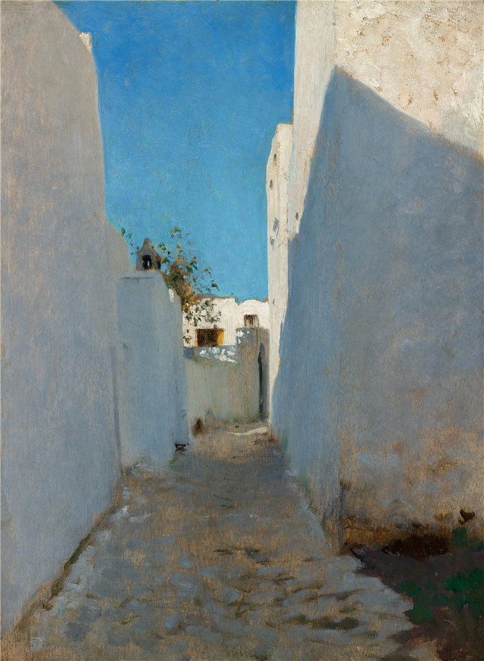 约翰·辛格·萨金特 (John Singer Sargent，美国画家)作品-摩洛哥街景（1879–80）