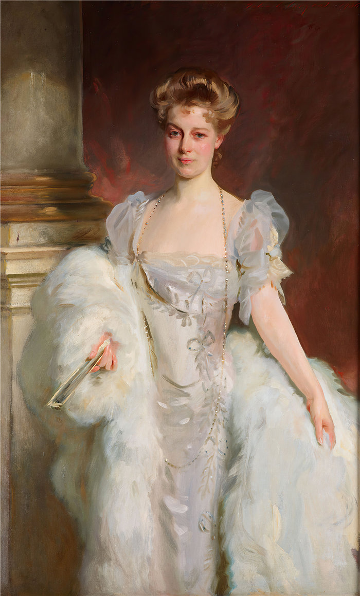 约翰·辛格·萨金特 (John Singer Sargent，美国画家)作品-小 JP Morgan, Jr. 夫人的肖像（nee Jane Norton Grew，1868-1925）（约 1905