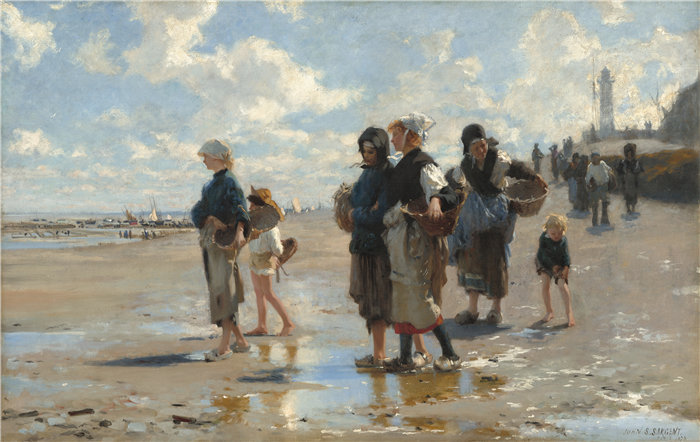 约翰·辛格·萨金特 (John Singer Sargent，美国画家)作品-途中倒 la pêche（出海捕鱼）（1878 年）
