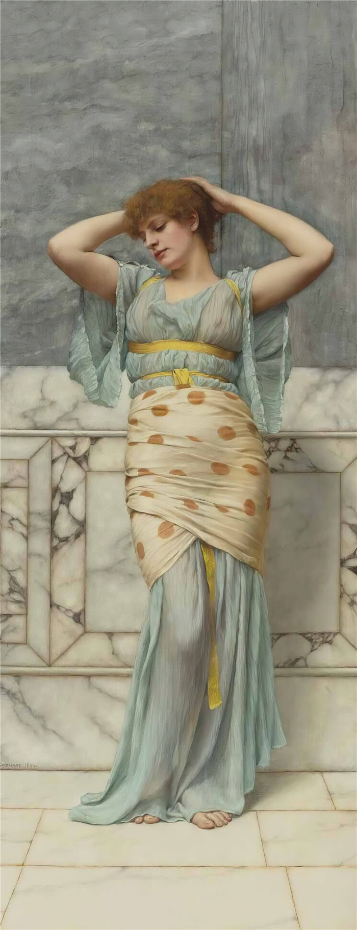 约翰·威廉·戈德沃德（John William Godward，英国画家）- 大理石房间的美女（1894）