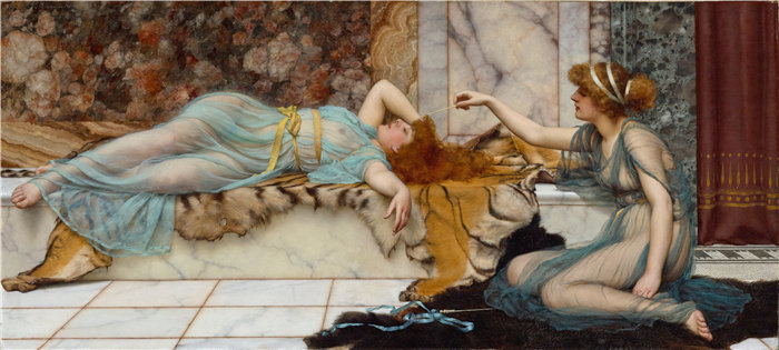 约翰·威廉·戈德沃德（John William Godward，英国画家）- 恶作剧 (1895)