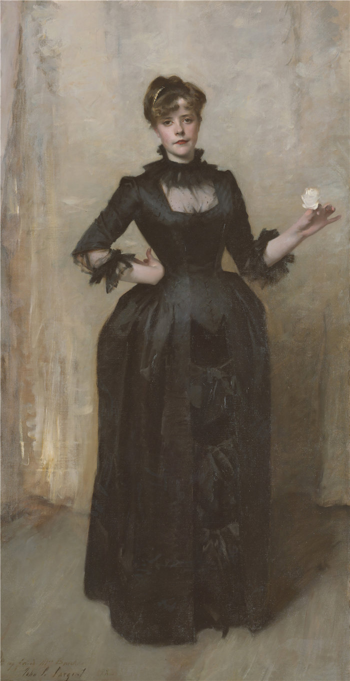 约翰·辛格·萨金特 (John Singer Sargent,美国画家)作品-玫瑰夫人 (Charlotte Louise Burckhardt) (1882)