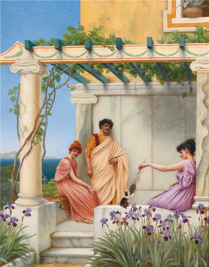 约翰·威廉·戈德沃德(John William Godward,英国画家)- 游戏时间 (1891)