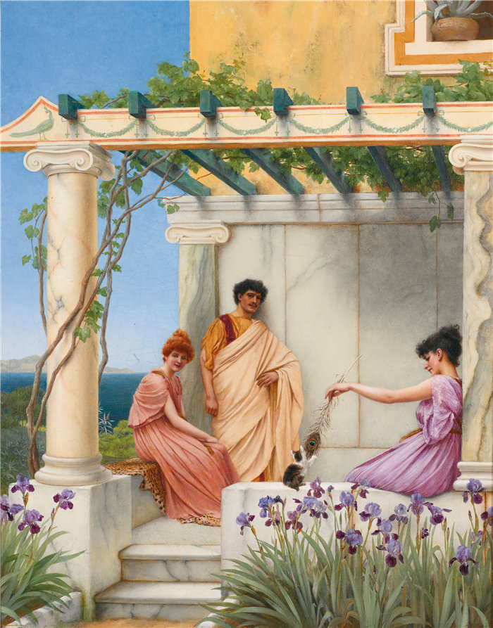 约翰·威廉·戈德沃德（John William Godward，英国画家）- 游戏时间 (1891)